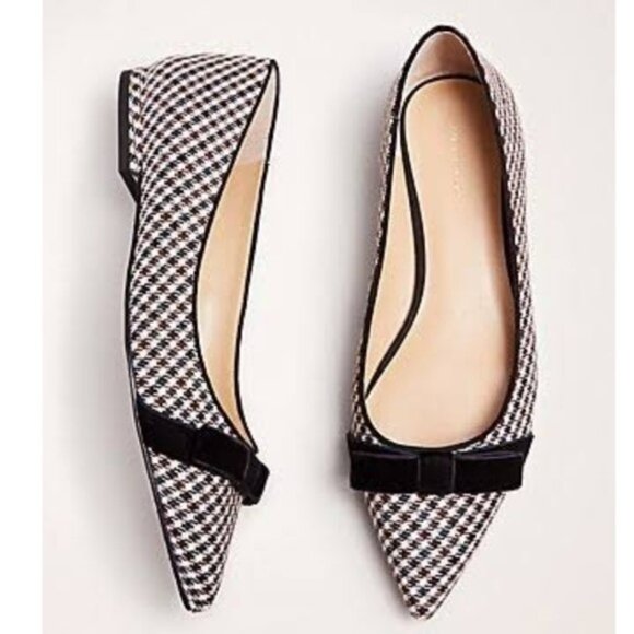 Ann Taylor Modern Plaid Patricia Bow Flats 7M - Picture 1 of 10